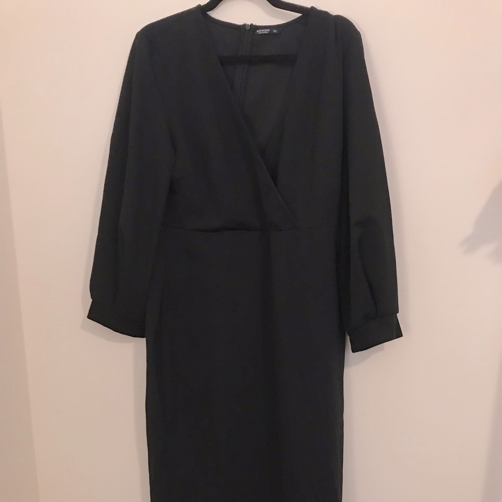 Shein black faux wrap evening dress